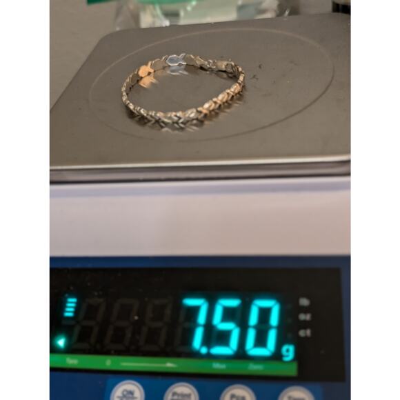 VTG 925 Sterling Silver Cross XO Link Bracelet - Picture 7 of 10